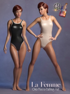 1 Piece Bathing Suit for La Femme for Poser 11 by RPublishing (), Blackhearted 
